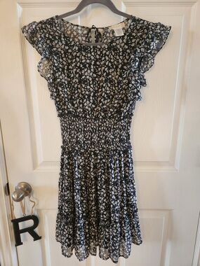 Altar'd State Black Dress with Cream Floral Print, Size Medium